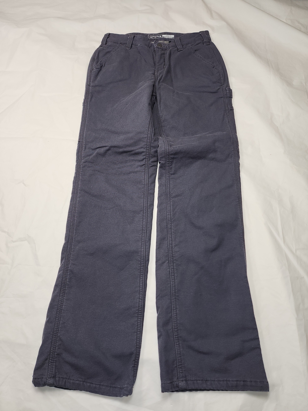 Carhartt Women's Rugged-Flex Loose-Fit Canvas Fleece Pants Gray Size 2w / 32in